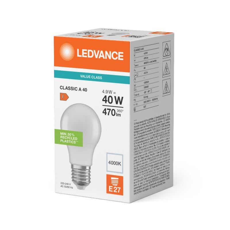 Ledvance E27 LED Lampe Classic matt 4,9W wie 40W 4000K neutralweißes Licht - Performance Class